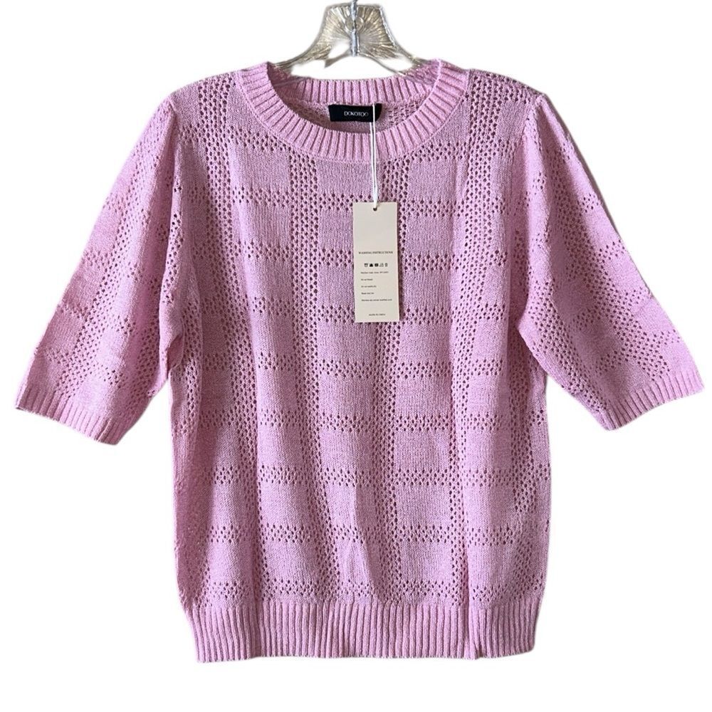 NEW Dokotoo Light Pink Crew Neck Sweater